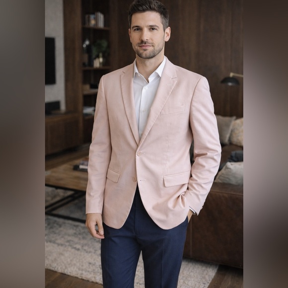 Tazio Other - Tazio Europa Men’s Blush Pink Single Button Dress Blazer Jacket Size 44R